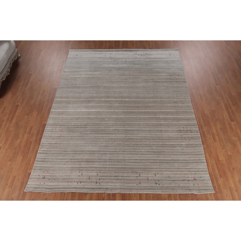 Hand Knotted Oriental 100% Wool Carpet Tribal Stripe Multi-Colored Gabbeh Area Rug - 12' 4'' X 9' 2''