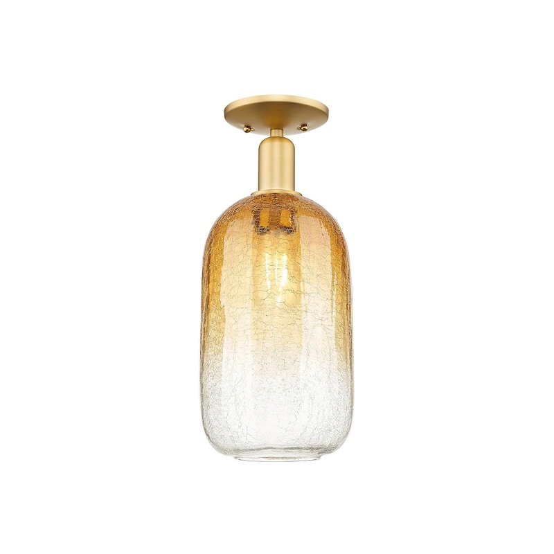 Innovations Lighting 716-1C-17-7 Brookhaven Cloche Semi-Flush - Satin Gold / Amber