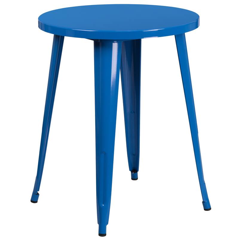 24'' Round Metal Indoor-Outdoor Table Set with 2 Arm Chairs
