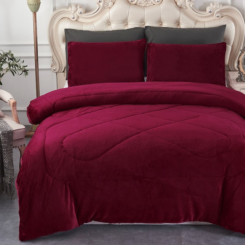 Fleece/ Sherpa Down Alternative 3-piece Comforter Set