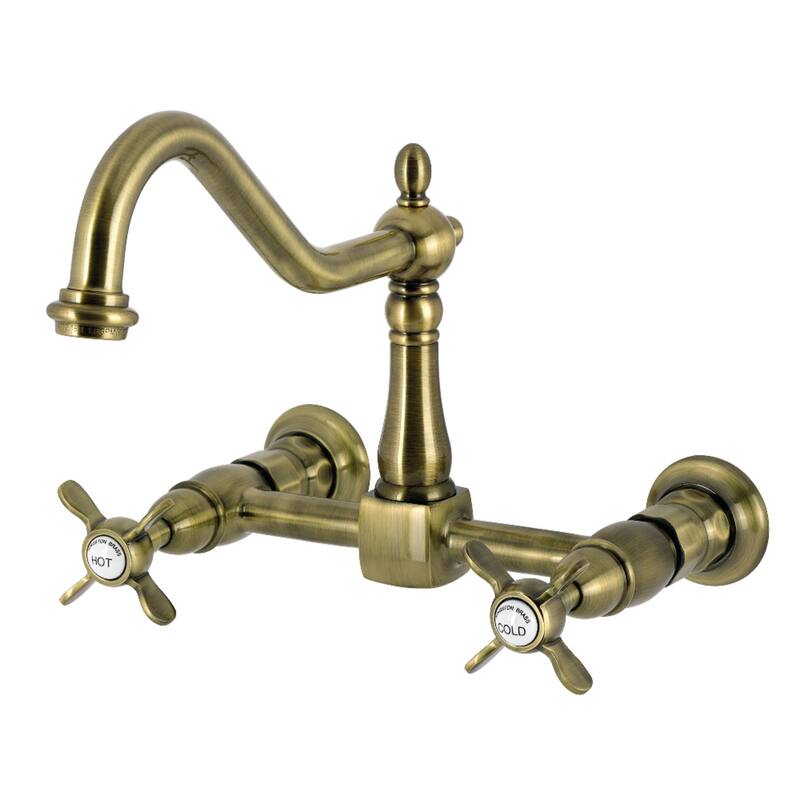 Kingston Brass Essex Wall Mount Bridge Kitchen Faucet - Antique Brass