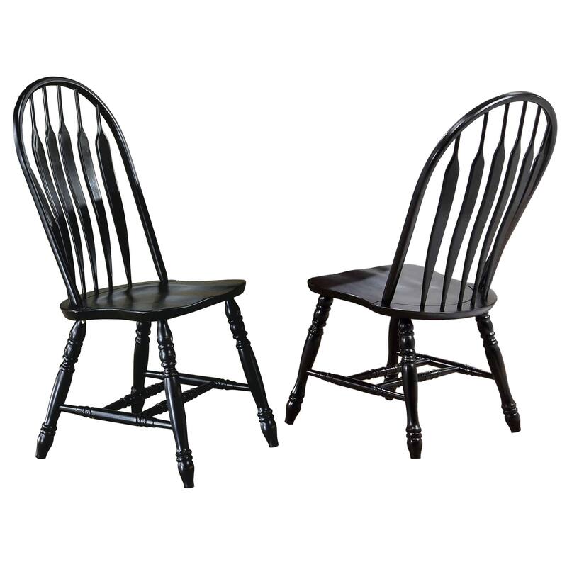 Distressed Wooden Side Chairs - 41" - Black - Set of 2