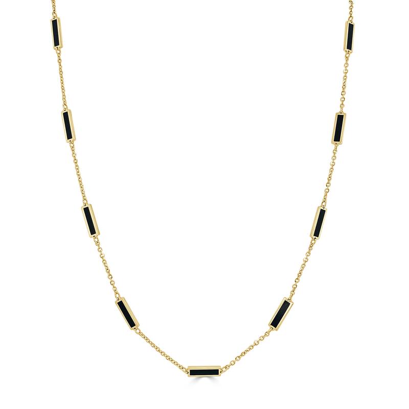 Joelle Onyx Layered Bar Necklace 18 Inches - 14K Gold Onyx Necklace