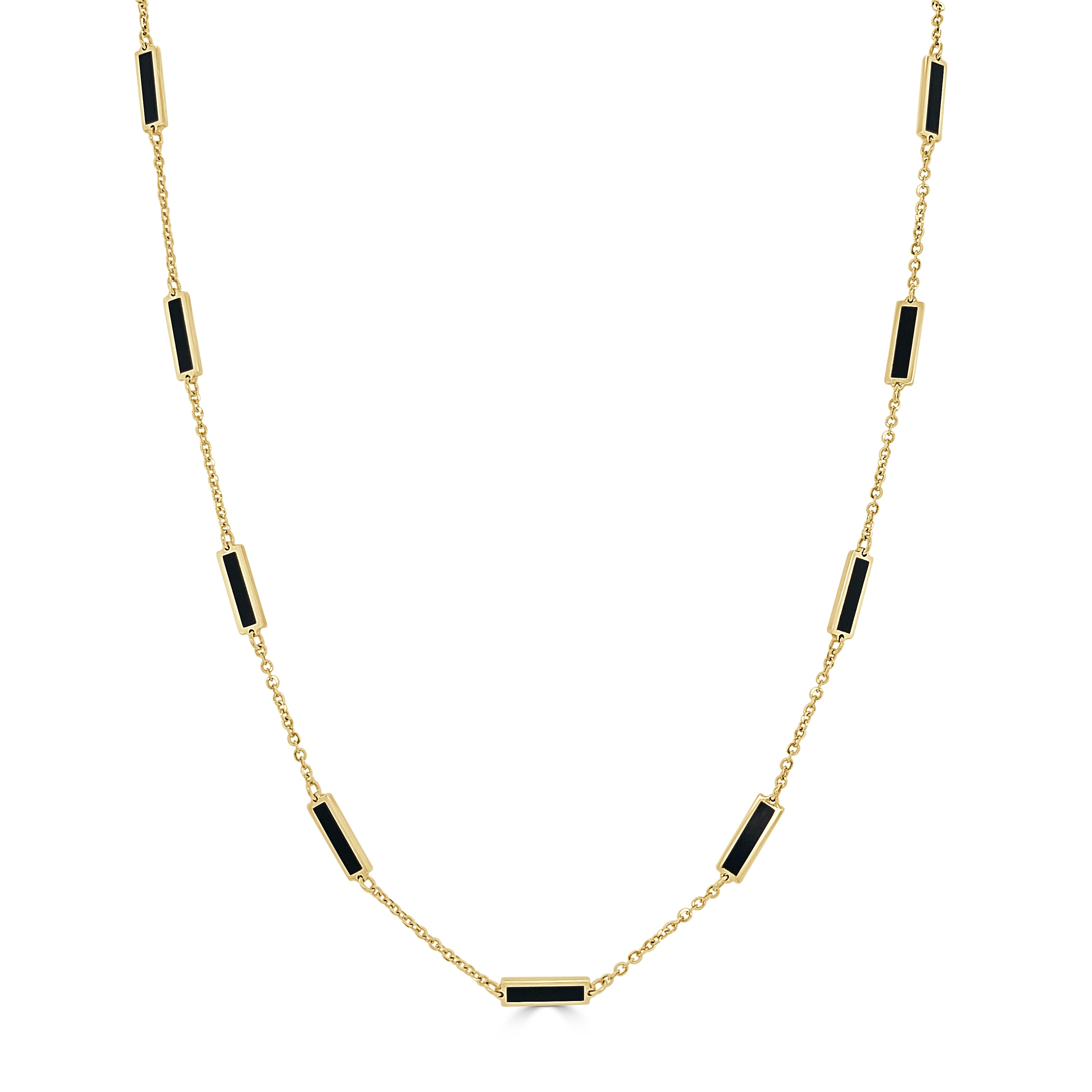 Joelle Onyx Layered Bar Necklace 18 Inches - 14K Gold Onyx Necklace