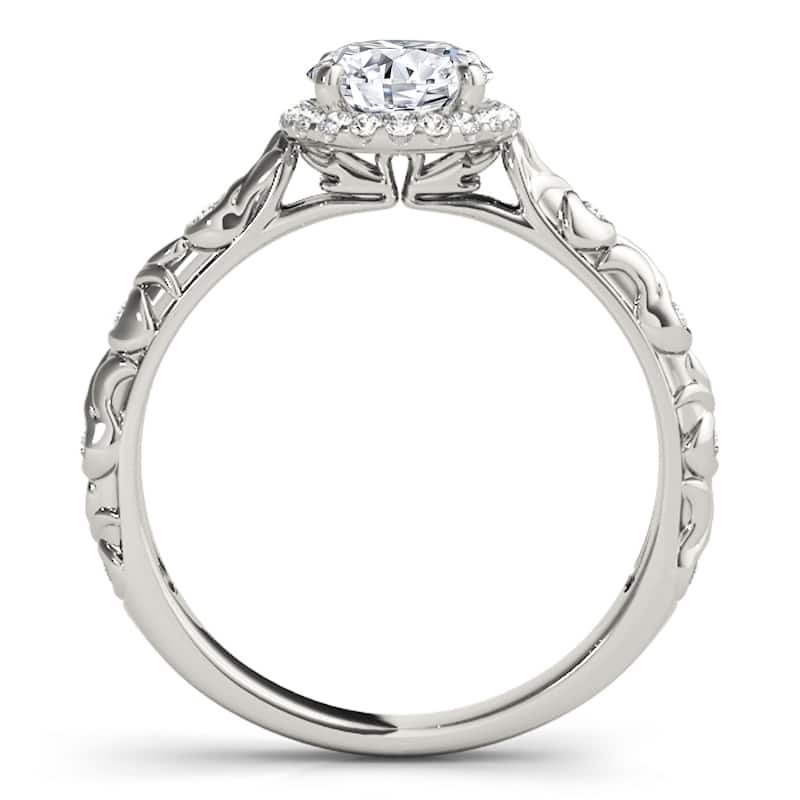 Auriya Vintage-Style 14k White Gold Round Lab Grown Diamond Halo Engagement Ring (0.5 to 5 ct. tw., F-G VS)