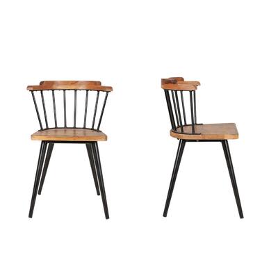 Natural Solid Wood And Iron Dining Chairs (Set Of 2) by East at Main