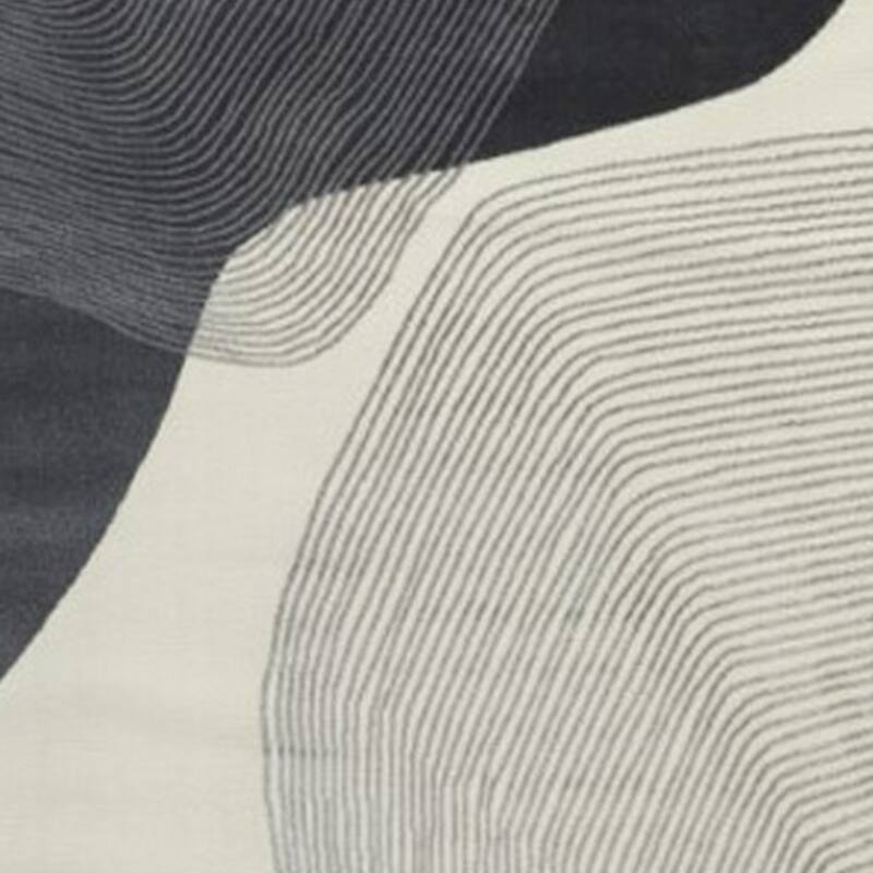 Rosy 8 x 10 Area Rug, Swirling Design Soft Pile Polyester, Black Gray Beige - 8' x 10'