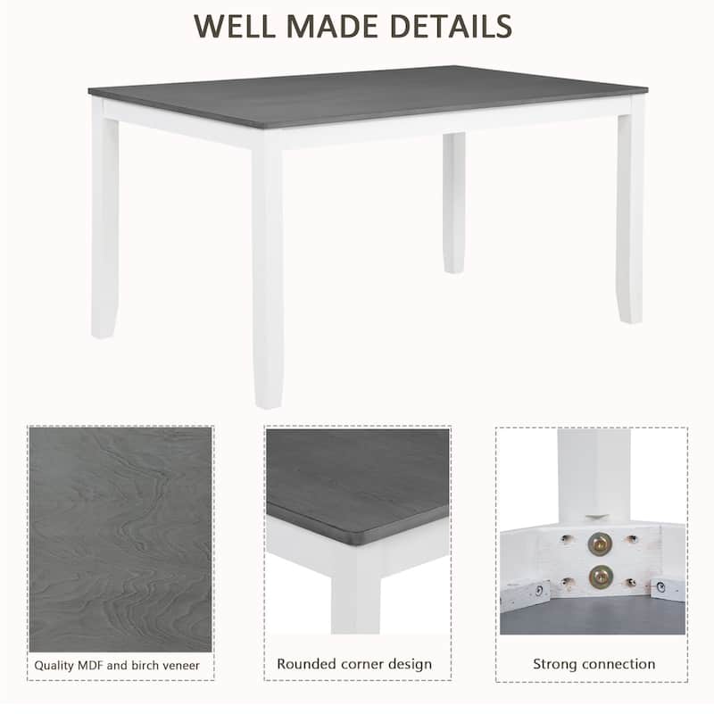 6-Piece Dining Set, 58.5" Wooden Dining Table with Bench and 4 Chairs