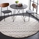preview thumbnail 99 of 166, SAFAVIEH Arizona Shag Lotta Moroccan 1.2-inch Thick Rug 3'2" Round - Ivory/Grey - Round