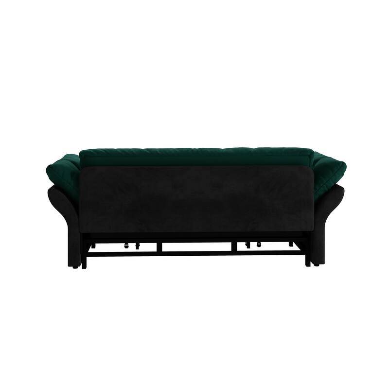 74.8" Queen Pull Out Sofa Bed, 3-in-1 Convertible Sleeper Tufted Sofa with 2 Soft Pillows,Multi-Functional Velvet Loveseat Bed