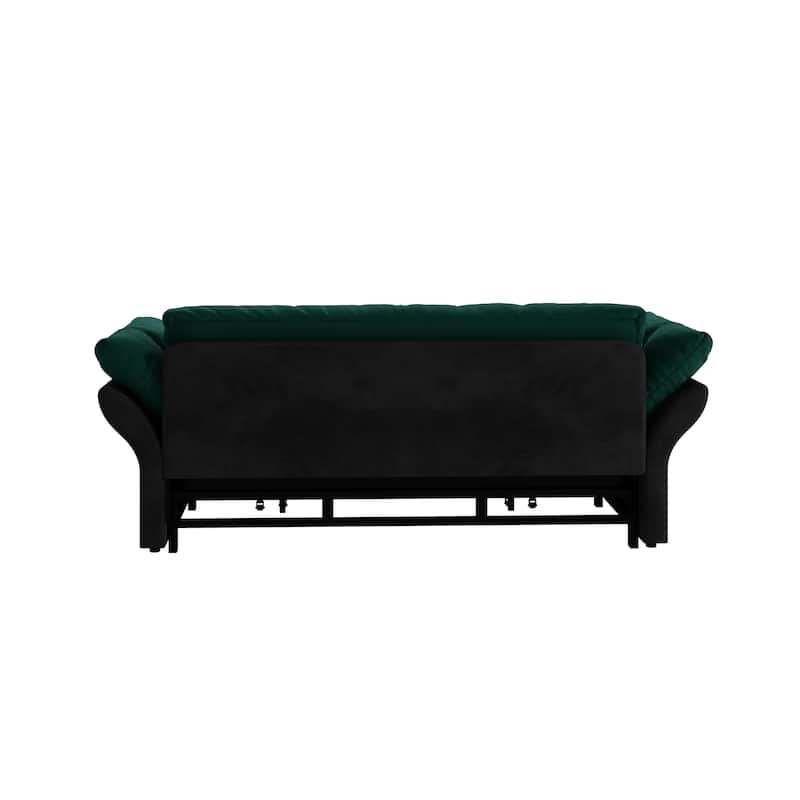 Queen Pull Out Sofa Bed, 3-in-1 Convertible Sleeper Tufted Sofa with 2 Soft Pillows, Velvet Loveseat Bed