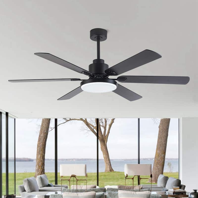60-in Modern 6-Blade Dimmable LED Ceiling Fan with Light and Remote