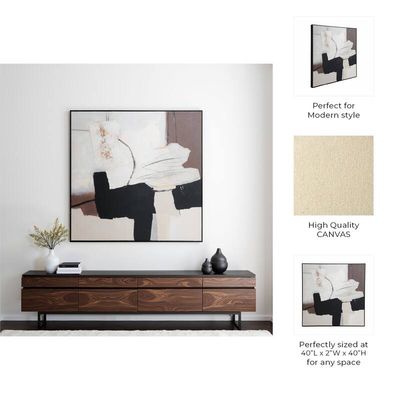 Canvas Art Wood Frame Abstract Modern Design - 40" Black, Brown