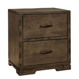 Dovetail 2-Drawer Contemporary Wood Nightstand, Graphite Gray