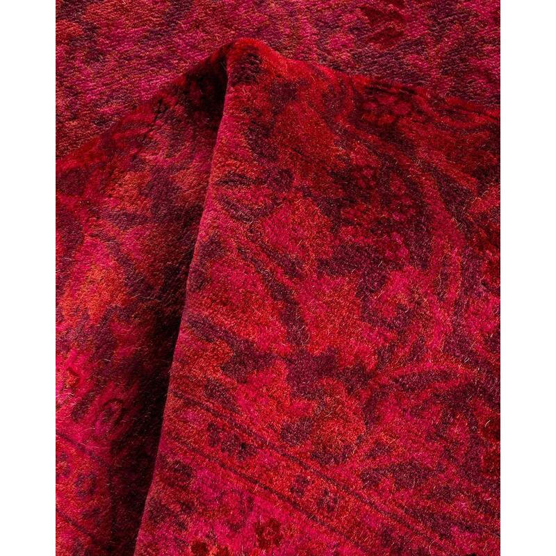 Overton Hand Knotted Wool Vintage Inspired Modern Contemporary Overdyed Pink Runner Rug - 2' 7" x 9' 6"