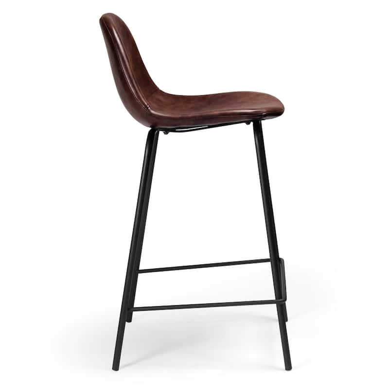 Maxine Vegan Leather Counter Height Stools Black Legs (Set of 2)
