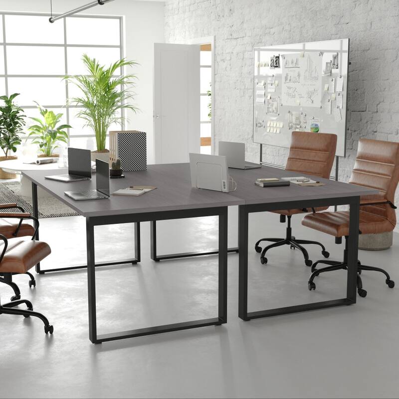 Commercial Conference Table with Laminate Top and U-Frame Base - Gray Oak