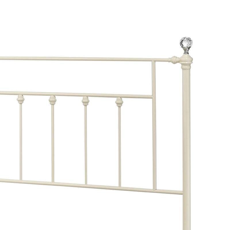 Queen Size Metal Panel Bed Frame with Crystal Accents and Spindle Design