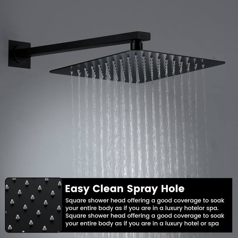 Digital Display Thermostatic Shower Faucet with Hand Shower Brass Rain 12 Inch Wall Mount Shower System with Valve