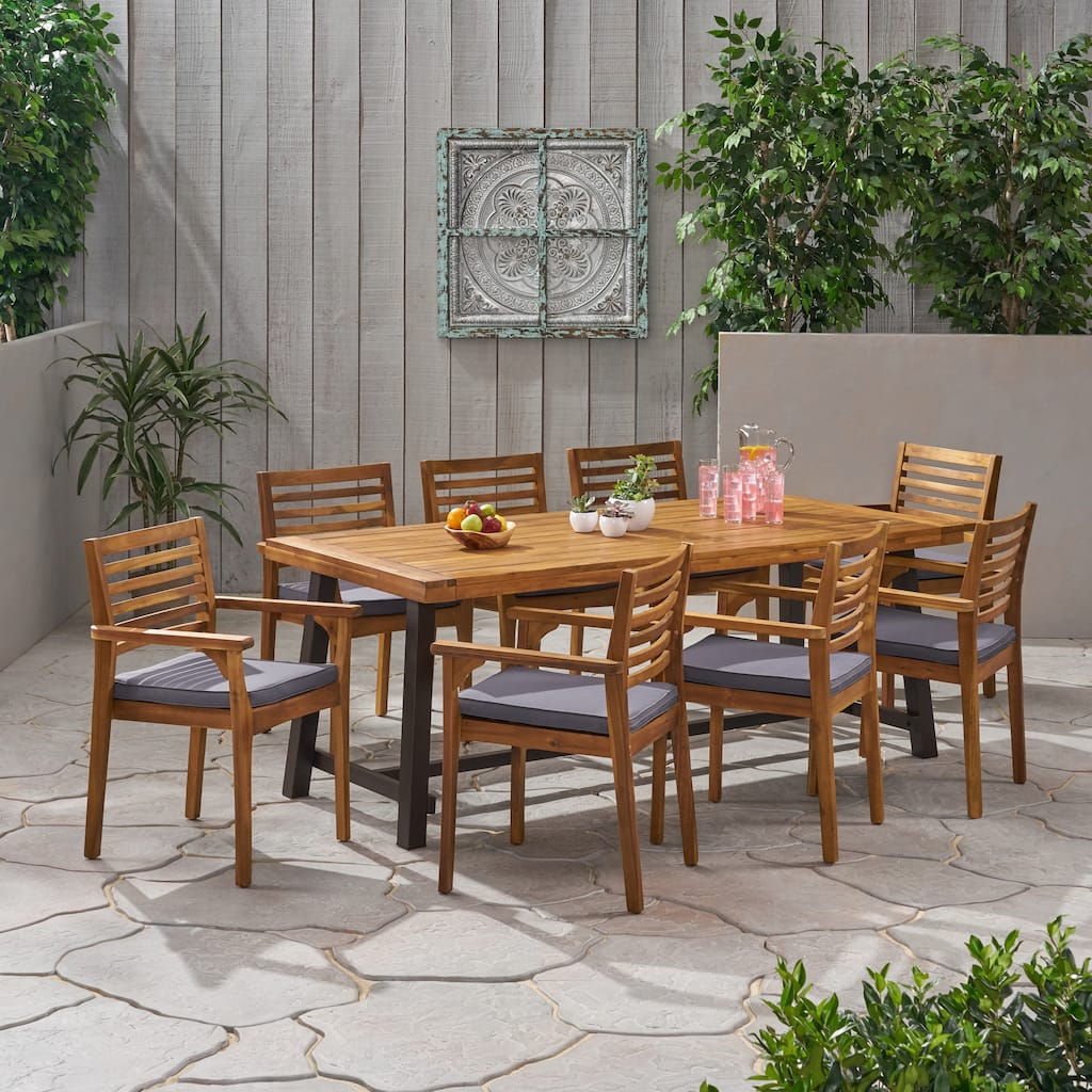 Atlantic Outdoor 8 Seater Acacia Wood Dining Set by Christopher Knight Home