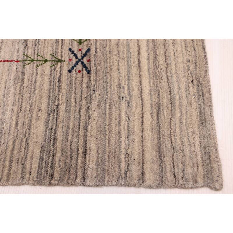 ECARPETGALLERY Hand Loomed Kashkuli Gabbeh Grey Wool Rug - 8'2 x 9'11