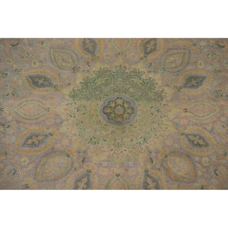 Hand Knotted Oriental 100% Wool Carpet Traditional Floral Purples Tabriz Area Rug - 12' 11'' X 9' 9''