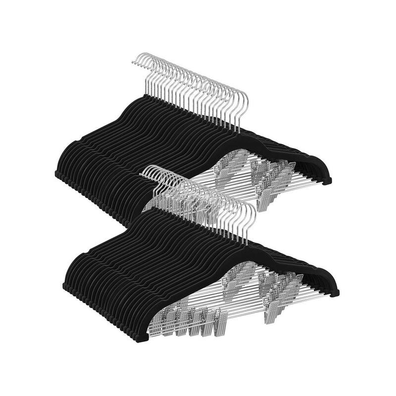 Modern Plastic Non-Slip Velvet Clothes Hangers with 2 Adjustable Clips Suitable for Trousers and Skirts