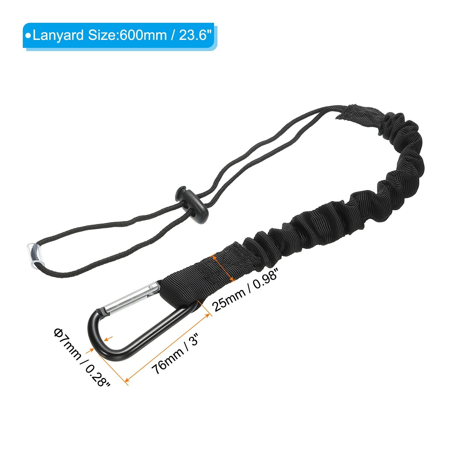 Tool Lanyard with D Hook, 24 Inch Safety Tool Leash 0.8 Inch Width - 24"