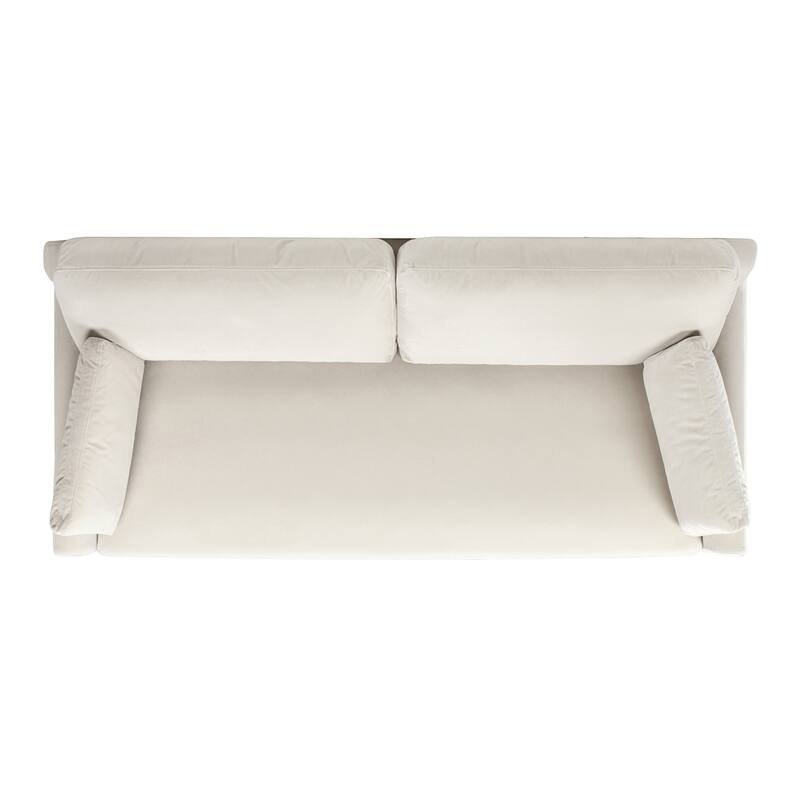 Pasadena 75.5" Velvet Modern Farmhouse Loose Pillow-Back Sofa