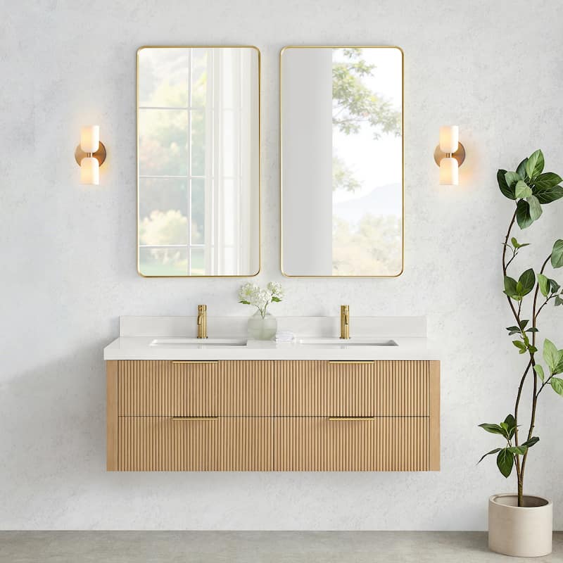 Barcelona Floating Bath Vanity with Quartz Stone Top without Mirror