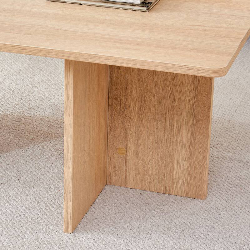 Modern Rectangular Coffee Table Snack Table, Home Office Coffee Table with Wooden Legs Living Room Center Table