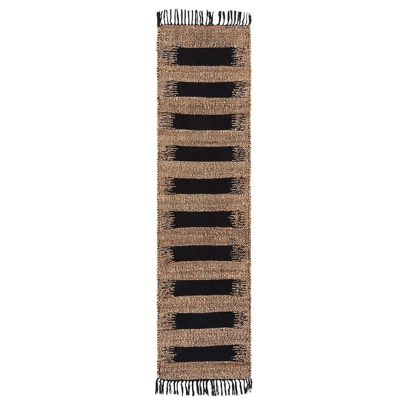 SAFAVIEH Handmade Natural Fiber Julietta Jute & Cotton Rug - 2' x 9' Runner - Natural/Black