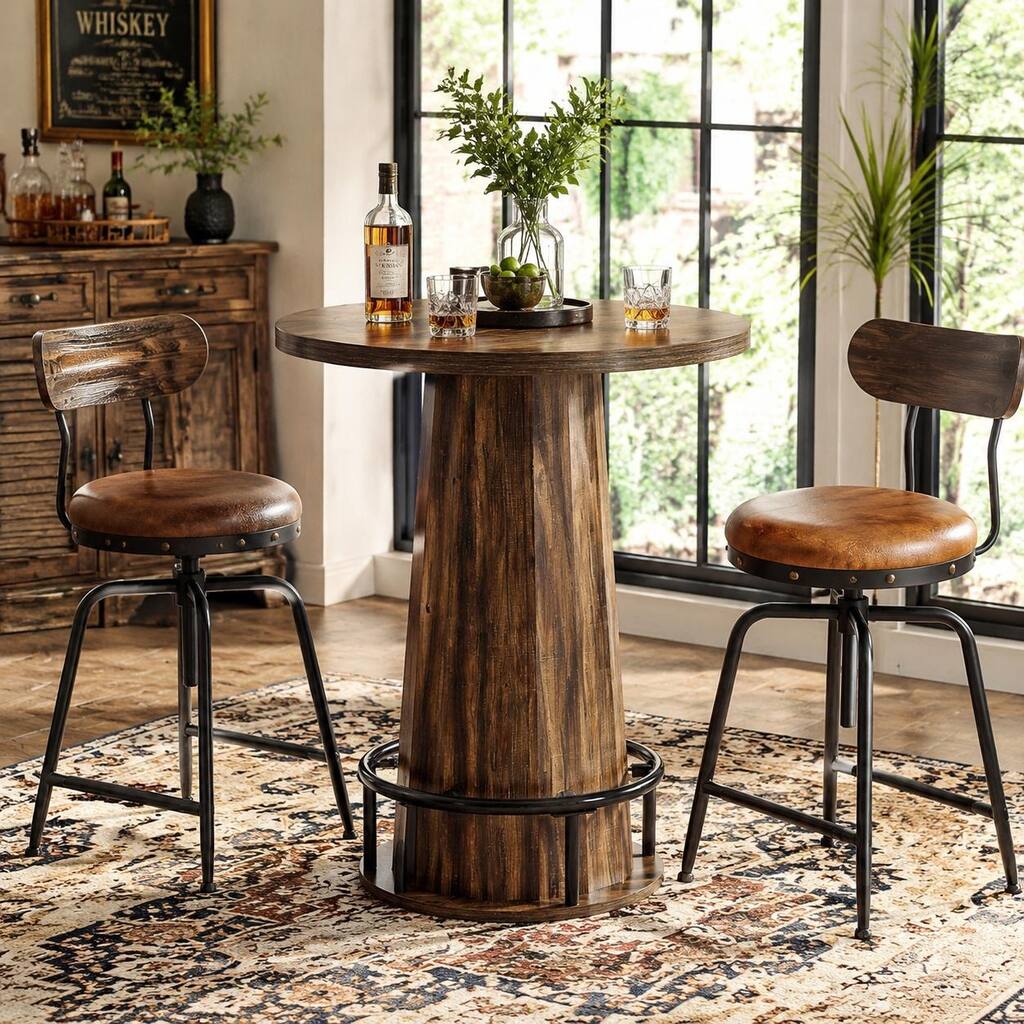 37.4" High Top Bar Table With Footrest ，Dining Table