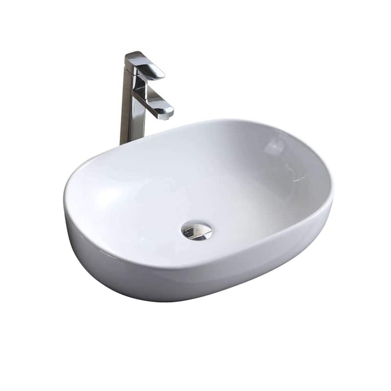 Fine Fixtures Modern White Vitreous China Oval Sharp Vessel Bathroom Sink