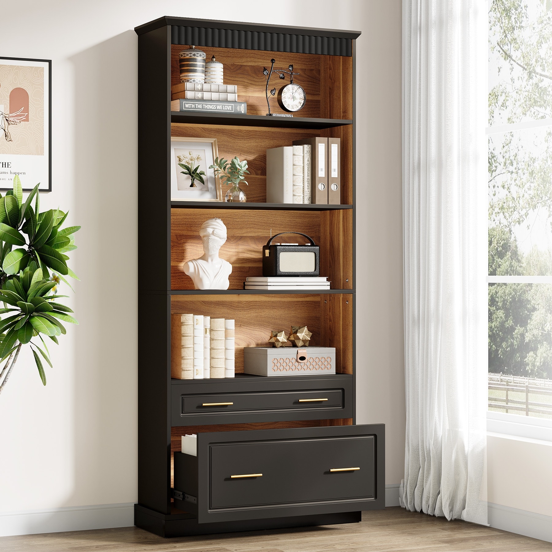 72" Tall Modern Bookcase Book Shelf for Living Room