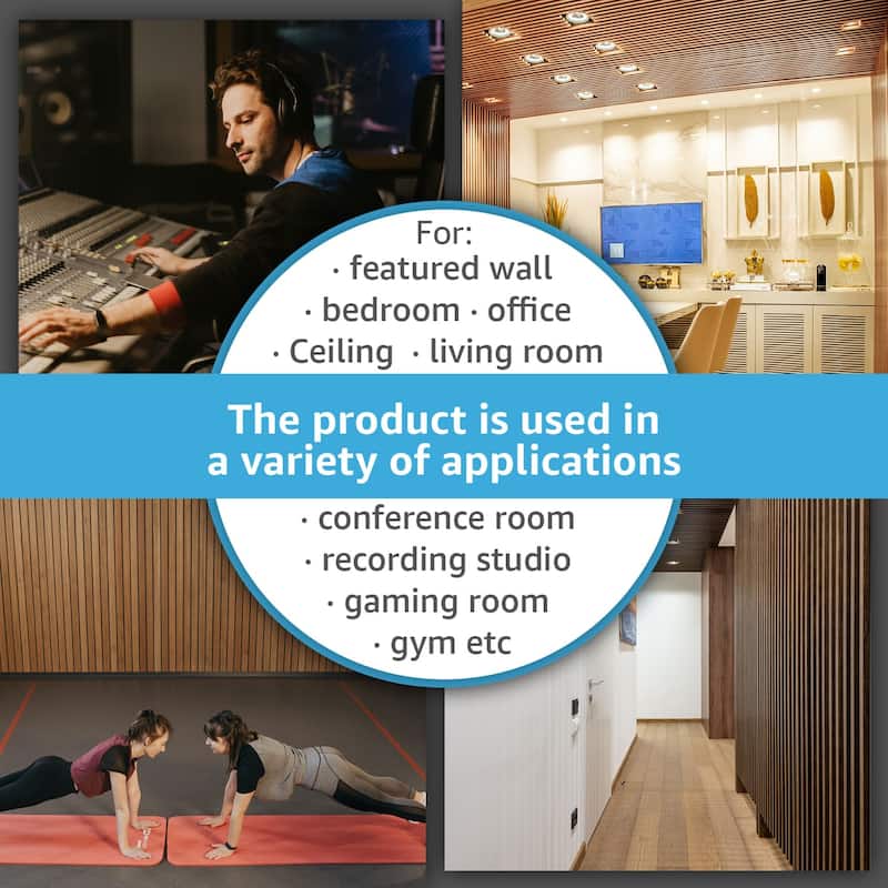 Art3d 23.6in x 47.2in Acoustic Wall Paneling,Slat Wall Cladding Siding Board,4pcs