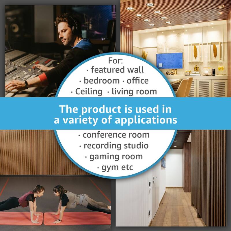 Art3d 7.9 X 107in Slat Acoustic Wall Panels,3D Fluted Sound Absorbing Panel, 4pcs - N/A