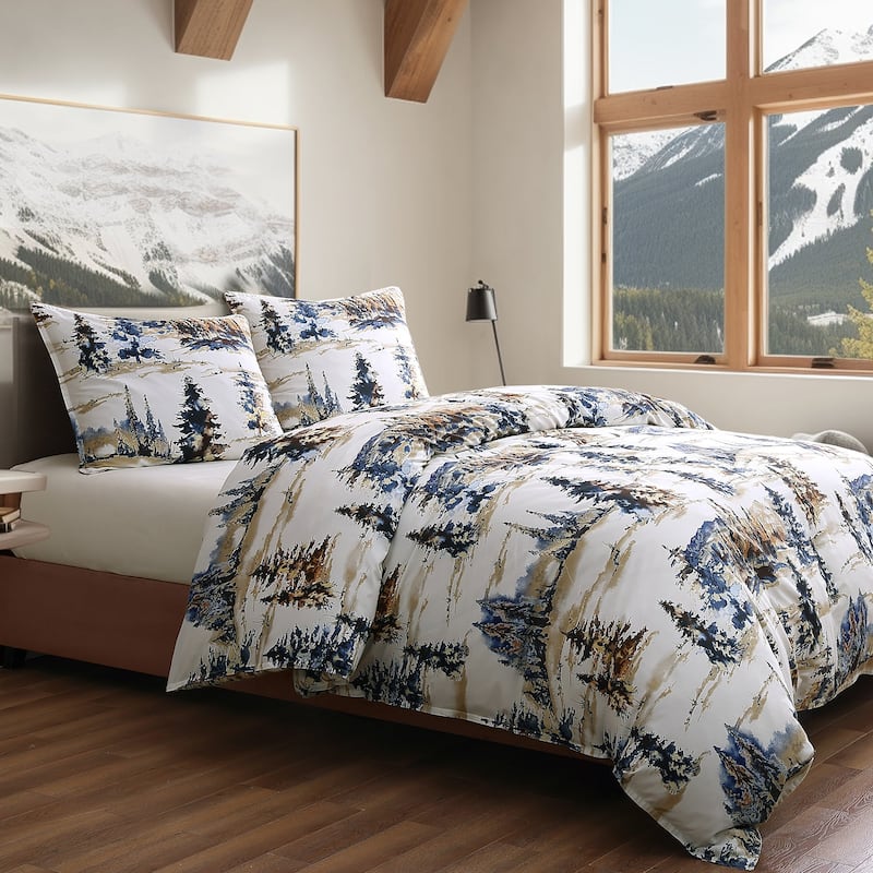 Paseo Road Acadia Cabin Bedding Woodland Lodge 3 Piece Reversible Duvet Cover Set with Pillow Shams