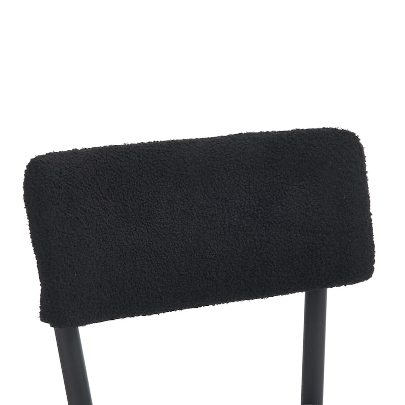 Set of 4 Modern Teddy Fabric Upholstered Bar Stools, Metal Base High Stool Suitable for Kitchen, Dining and Living Room