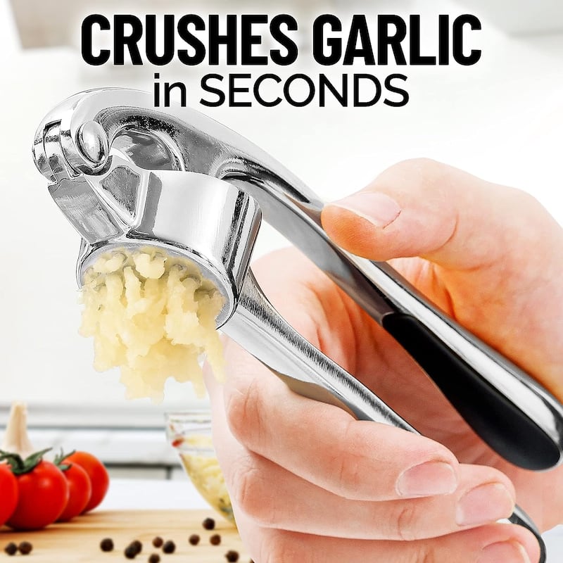 Zulay Kitchen Garlic Press with Ergonomic Soft Easy Squeeze Handle