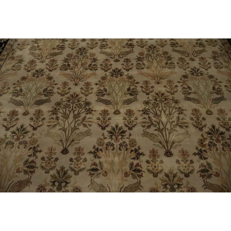 Hand Knotted Oriental 100% Wool Carpet Traditional All-Over Beige & Ivories Ziegler Area Rug - 11' 10'' X 9' 0''