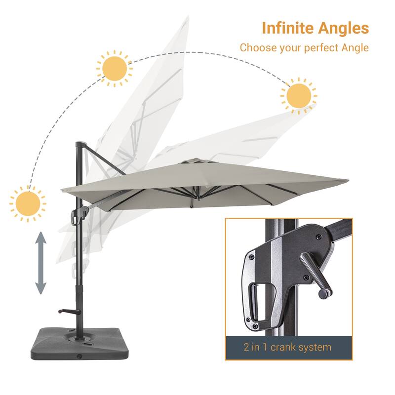 LIVOOSUN 11.5x9FT Aluminum Cantilever Patio Umbrella Solution-Dyed Fabric w/Base