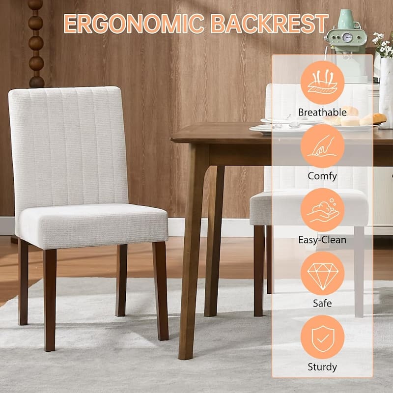 Set of 2 Modern Parsons Upholstered Dining Chairs for Dining Room, Cafe & Home