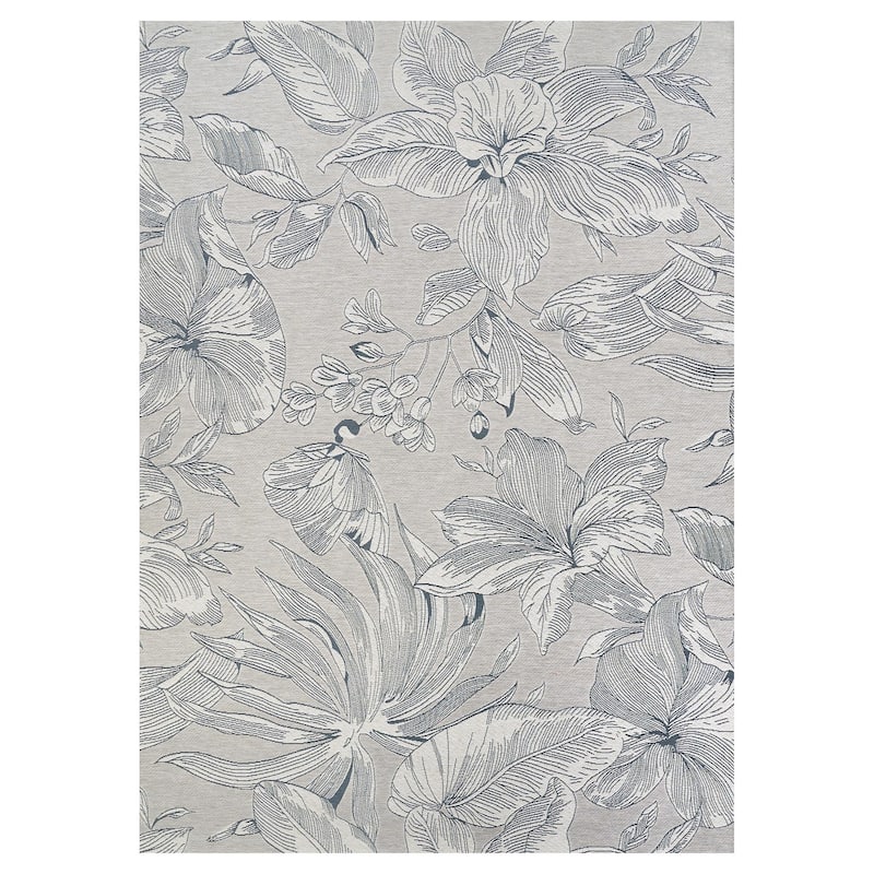 Dream Decor Rugs Gelato Bellflower Floral Indoor Outdoor Area Rug - 5'3" x 7'6" - Grey