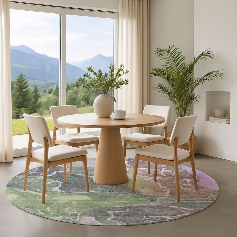 Premium Washable Super Soft Abstract Mayfield Rug - Green - 8' x 8'