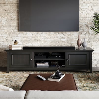 WYNDENHALL Halifax SOLID WOOD 72 inch Wide Transitional TV Media Stand in Hickory Brown For TVs up to 80 inches