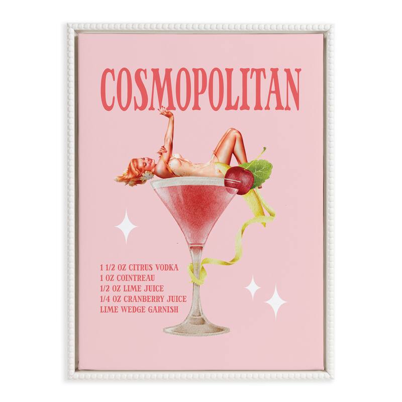 Kate and Laurel Sylvie Beaded Cosmopolitan Pinup Framed Canvas by Alli Standefer