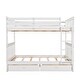 preview thumbnail 31 of 34, Full over Full Size Bunk Bed with Ladders, Solid Wood Kids Storage Bed Frame with 2-Storage Drawers for Bedroom, Walnut
