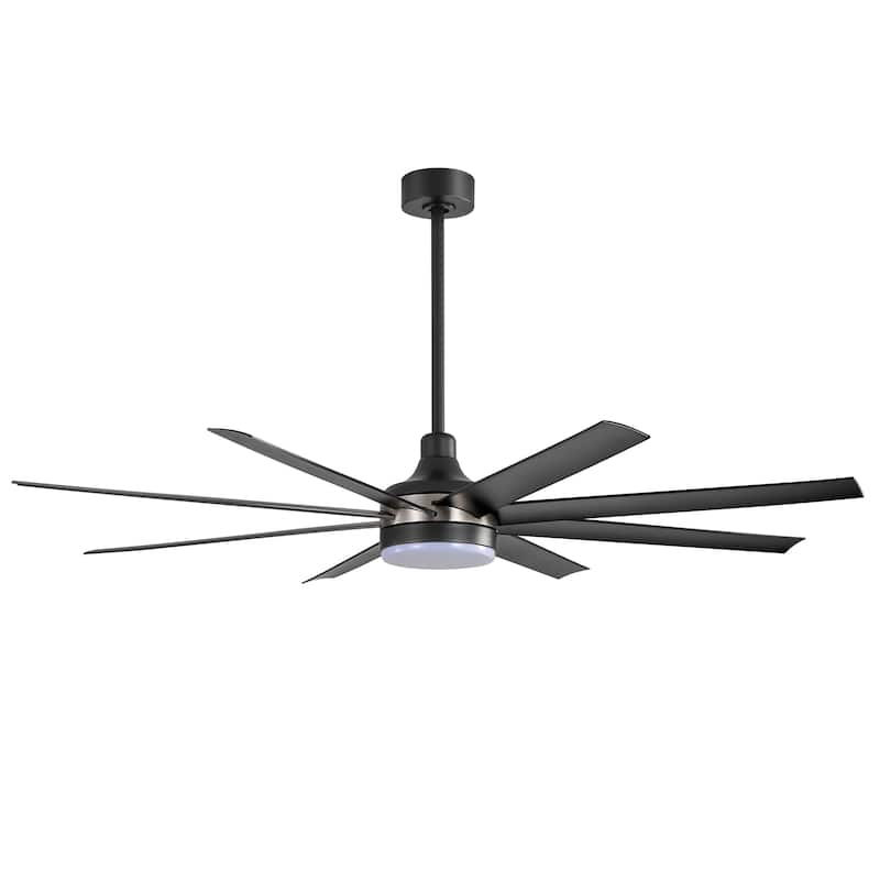 65 Inch Black Large Ceiling Fan with Light Remote(8-Blade)