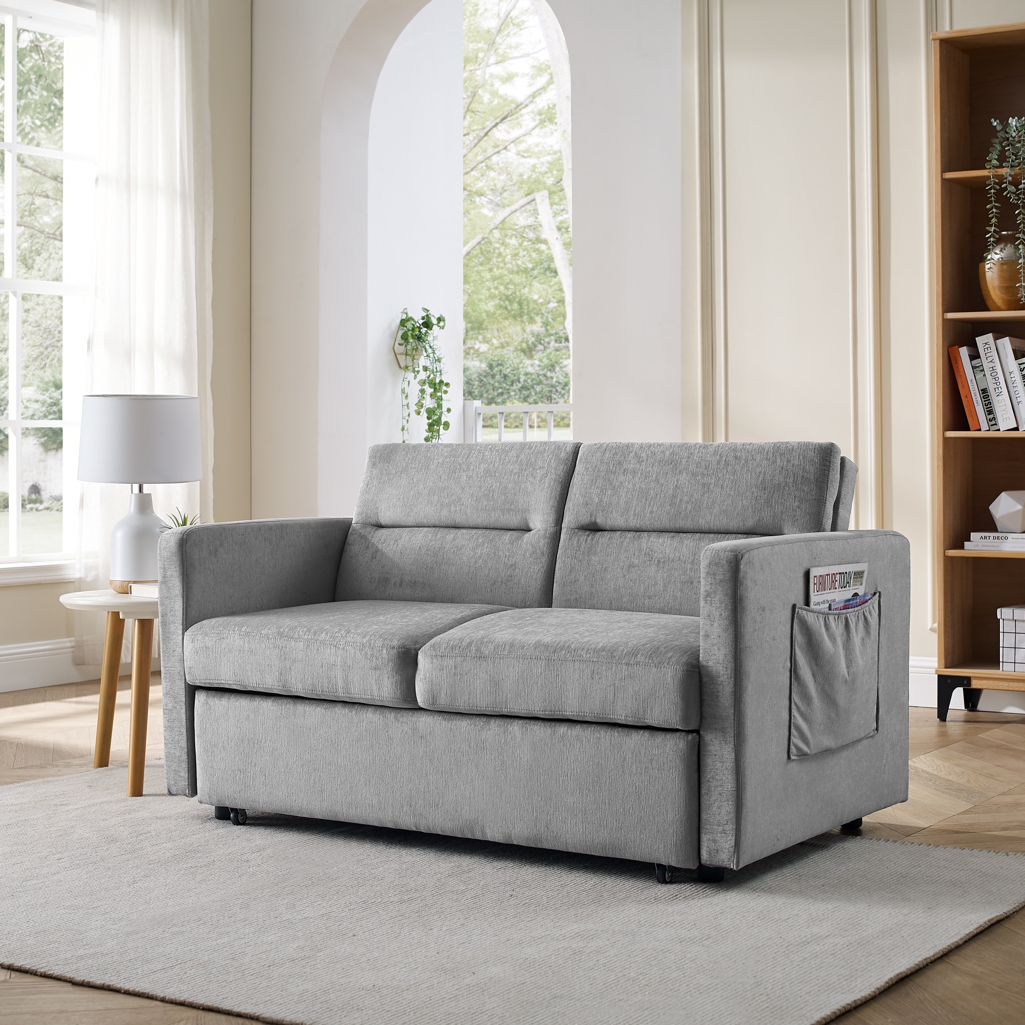 Adjsutable Sleeper Sofa,Grey (54.5"x33"x31.5")